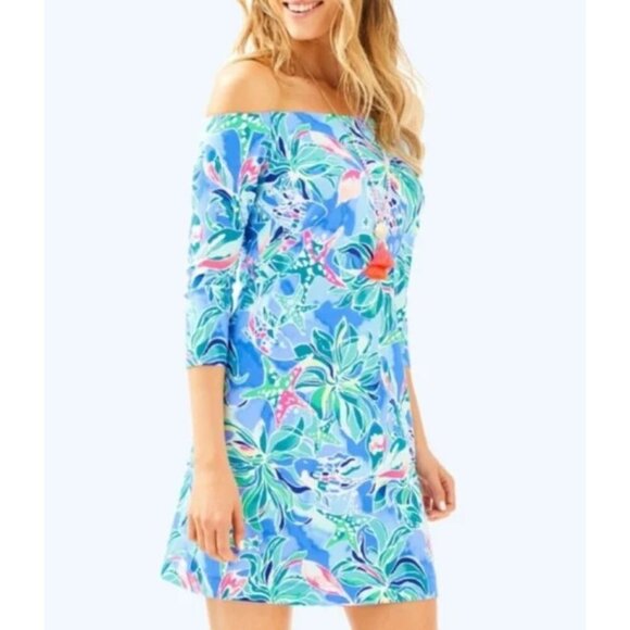Lilly Pulitzer Laurana Dress Medium Bennet Blue Celestial Seas Colorful Preppy - Picture 1 of 11
